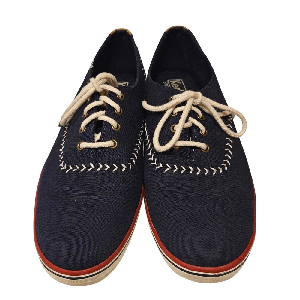 Keds Ortholite Woman SZ 10 Navy Baseball Canvas Shoes Novelty Comfort Worn Once